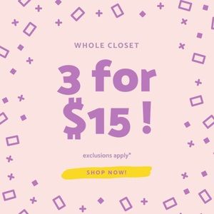 *SALE* ANY 3 garnents for $15 !!!